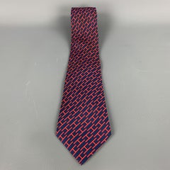 HERMES Navy & Red Silk Tie