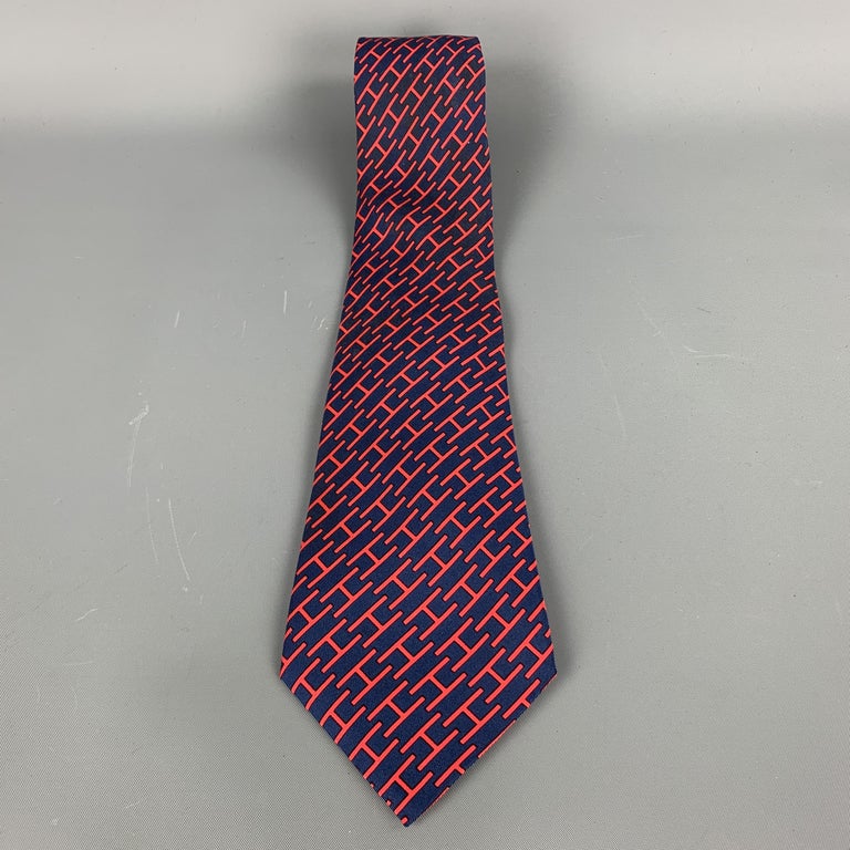 HERMES Navy and Red Silk Tie at 1stDibs