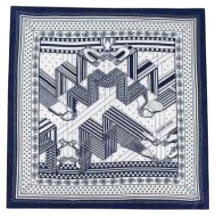 [Hermes] Hermes Carré 90 Sangles en Zigzag Zigzag Sangle Silk Scarf Pink x Grey [Used] [Authenticated and Guaranteed Authentic] 212400
