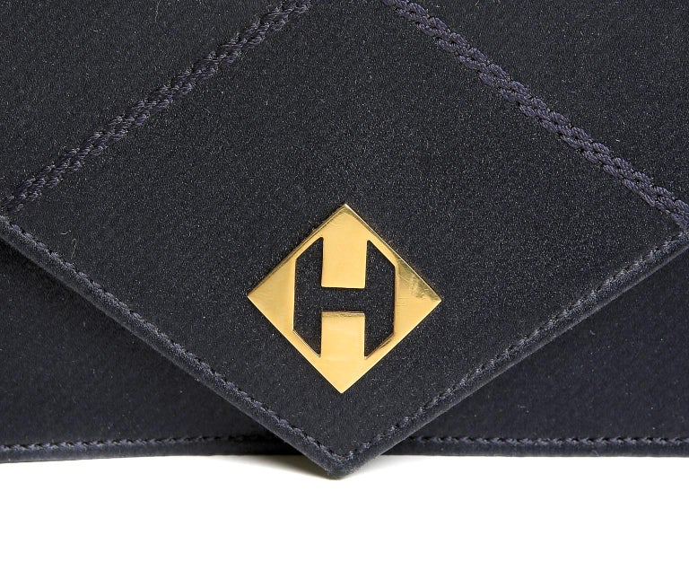 Hermès Navy Satin Evening Bag For Sale 1