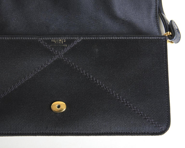 Hermès Navy Satin Evening Bag For Sale 4