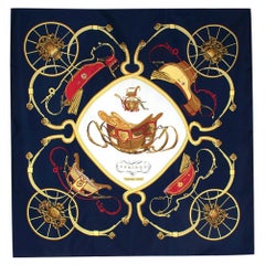 Hermes Navy Springs by Ledoux Silk Twill 90cm Square Scarf