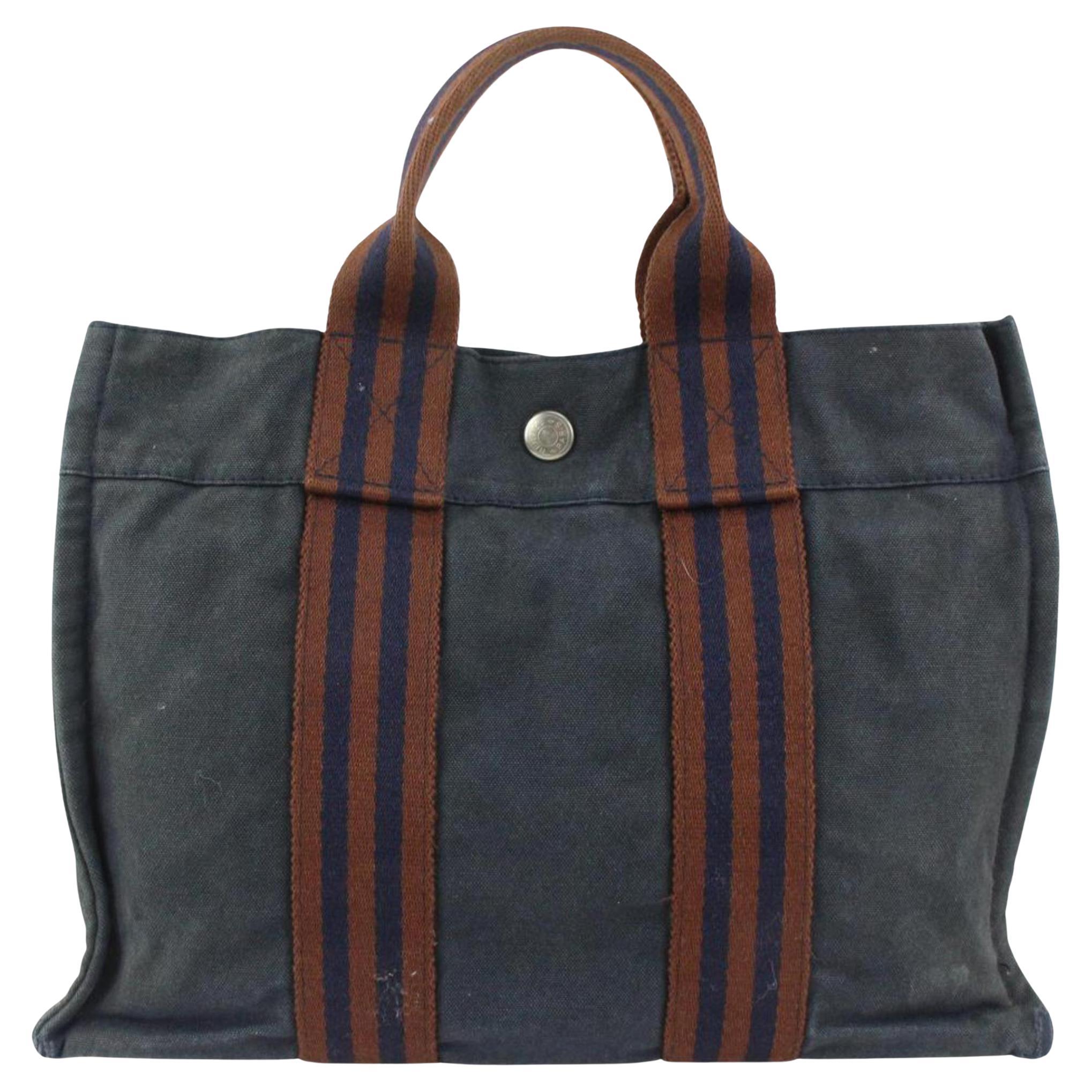 Hermès Navy Striped Fourre Tout PM Tote Bag 1216h2 For Sale