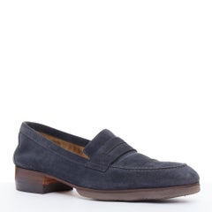 Hermès navy suede leather brown lifted midsole brogues EU41