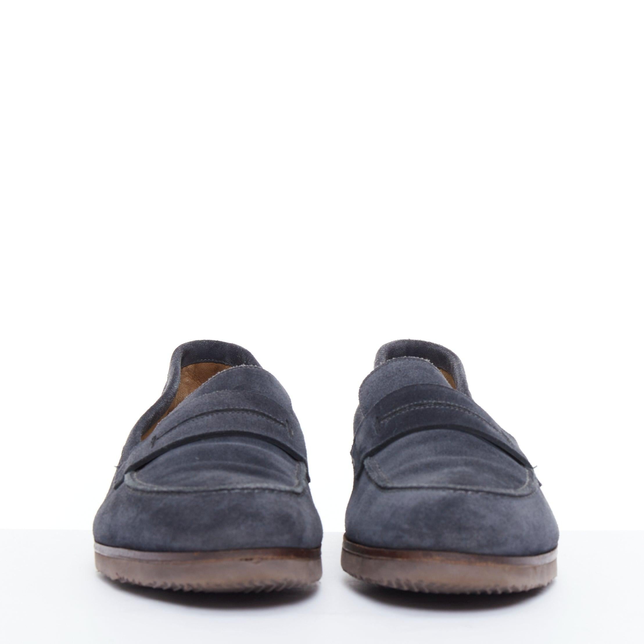 Black Hermès navy suede leather brown lifted midsole brogues EU41 For Sale