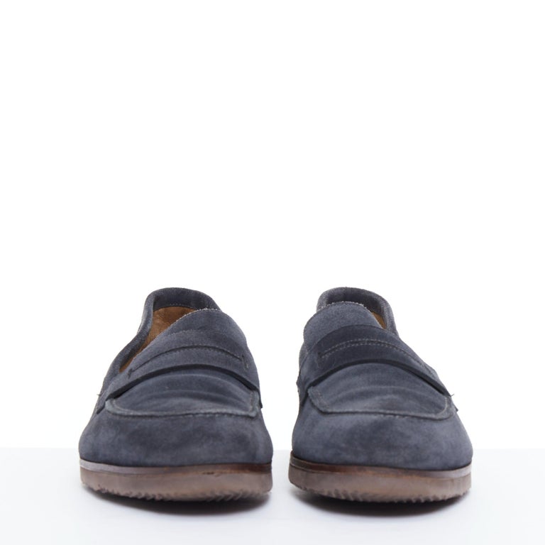 Hermès navy suede leather brown lifted midsole brogues EU41 at 1stDibs