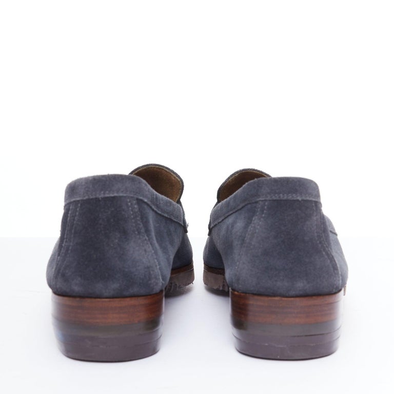 Hermès navy suede leather brown lifted midsole brogues EU41 at 1stDibs