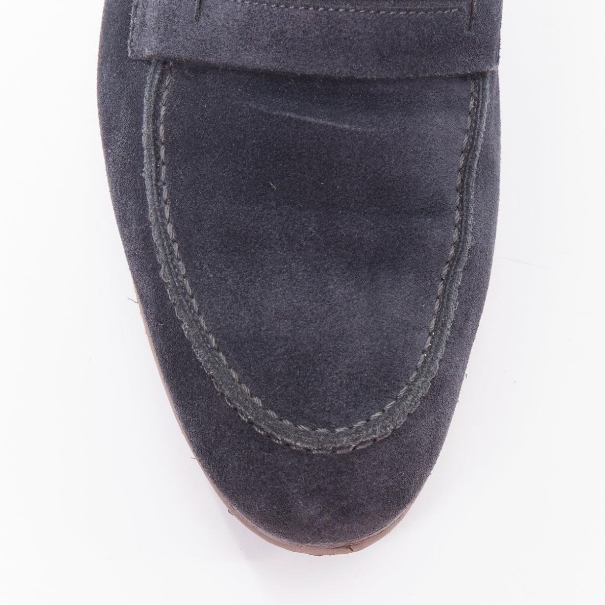 Hermès navy suede leather brown lifted midsole brogues EU41 For Sale 1