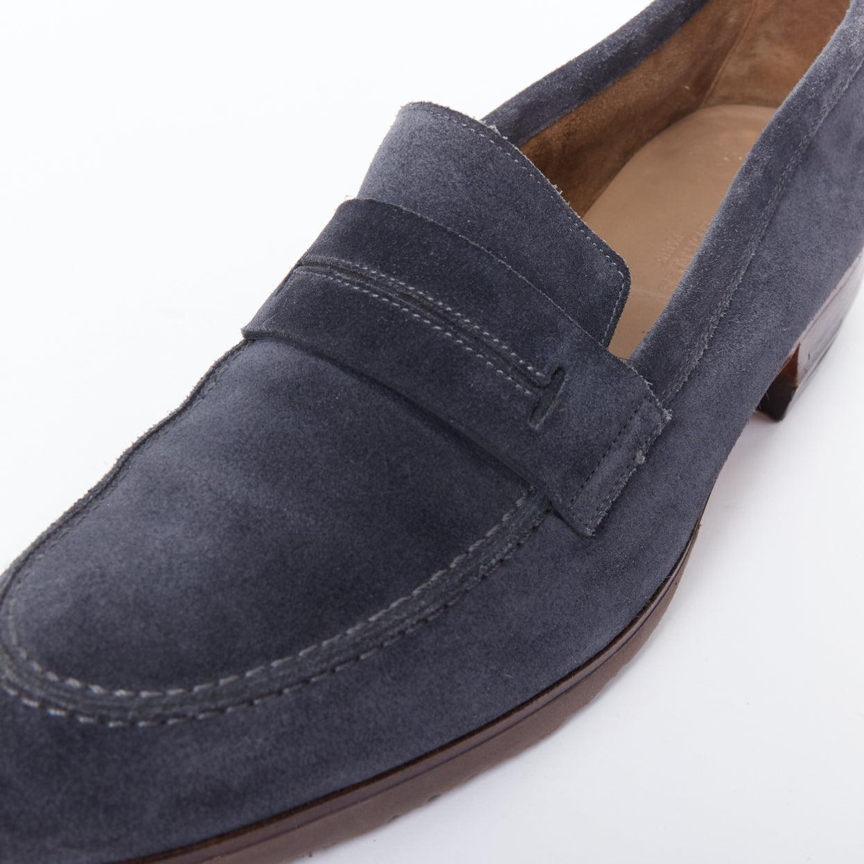 Hermès navy suede leather brown lifted midsole brogues EU41 For Sale 2