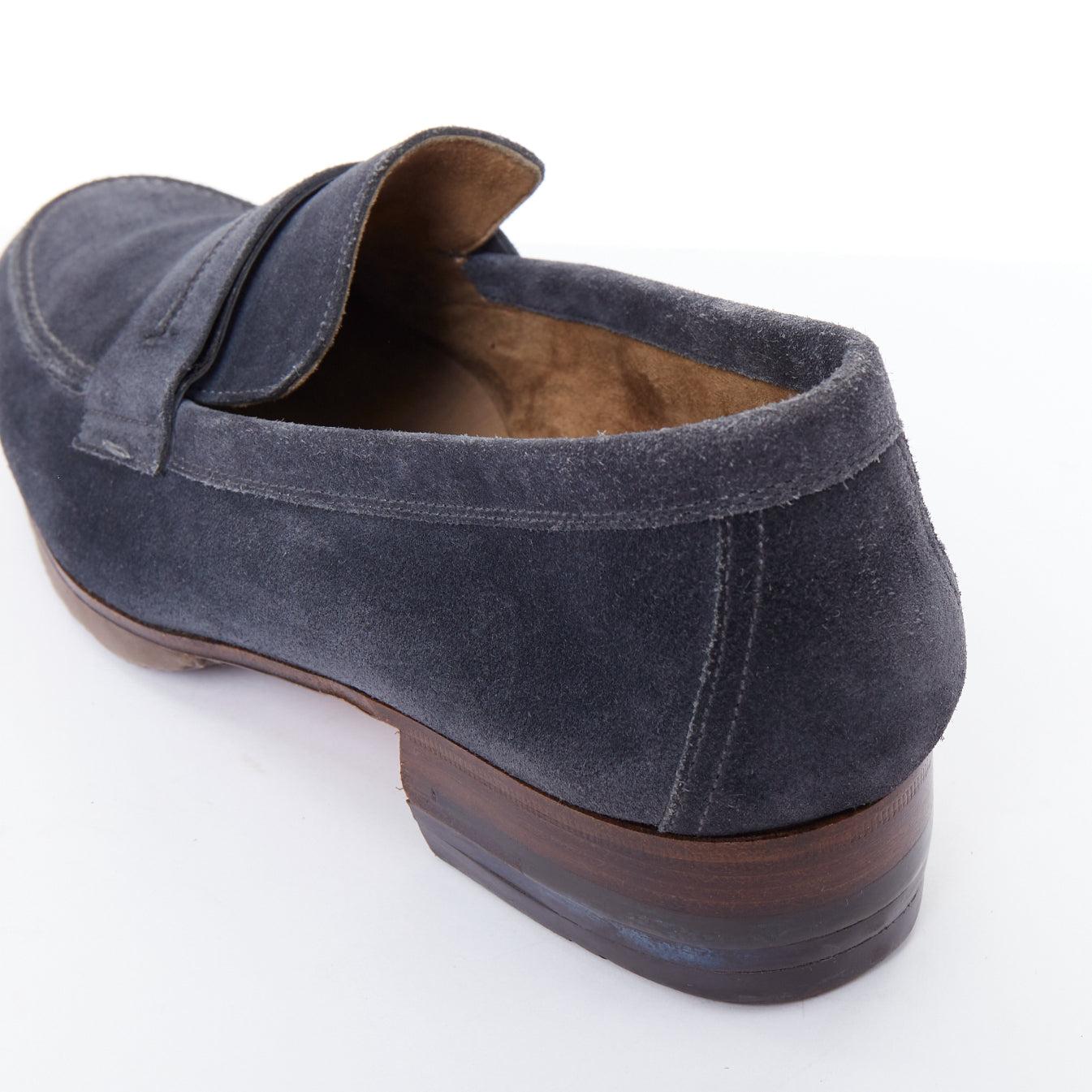 Hermès navy suede leather brown lifted midsole brogues EU41 For Sale 3
