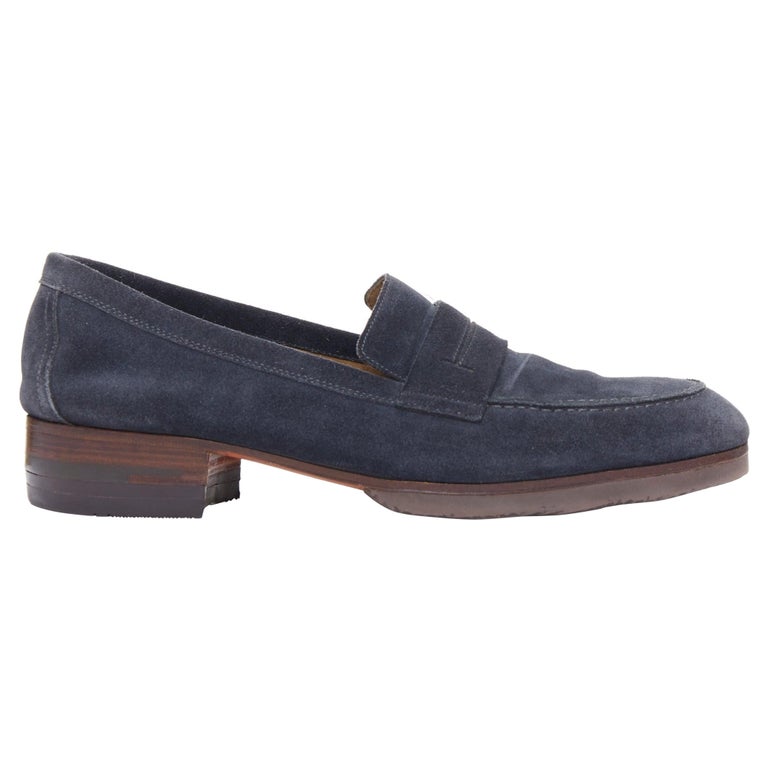 Hermès navy suede leather brown lifted midsole brogues EU41 at 1stDibs