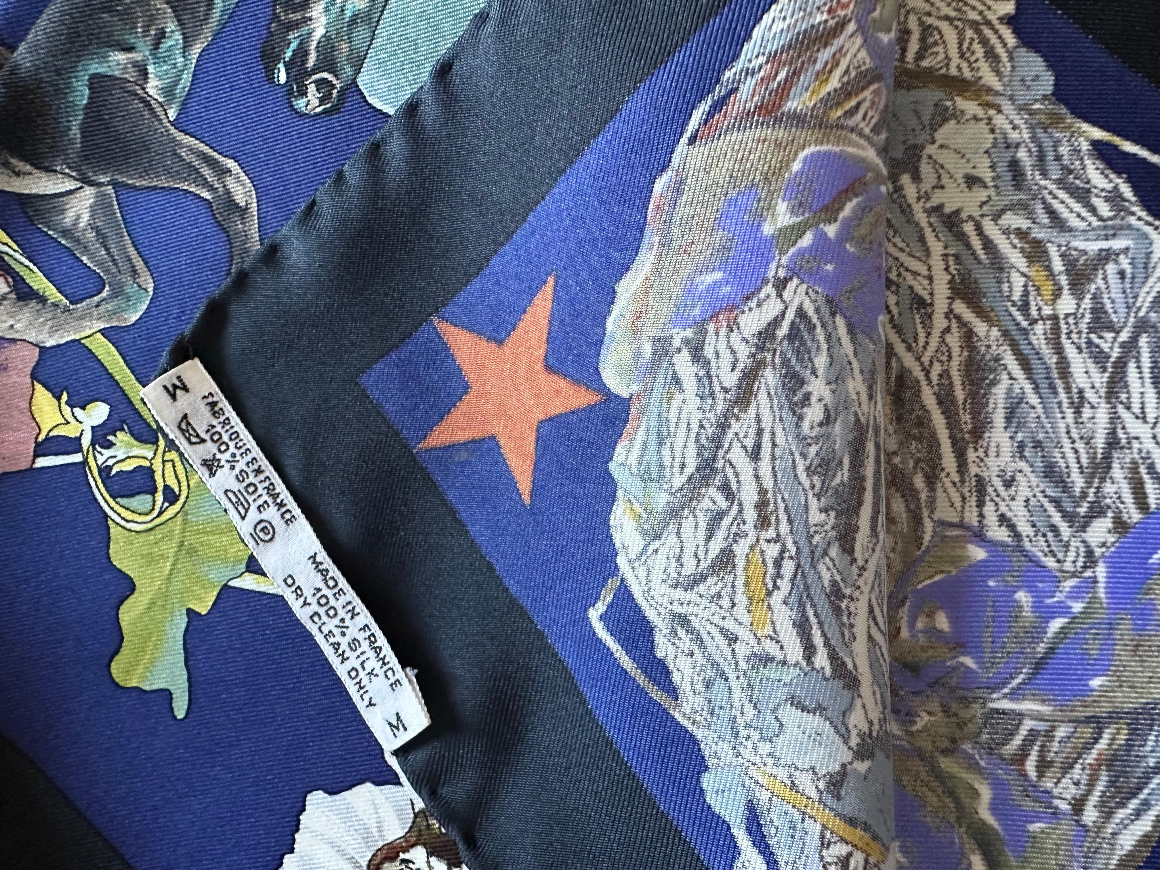 Hermès Navy Texas Wildlife Scarf, Kermit Oliver In Excellent Condition In West Hollywood, CA