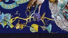 Hermès Navy Texas Wildlife Scarf, Kermit Oliver with Box