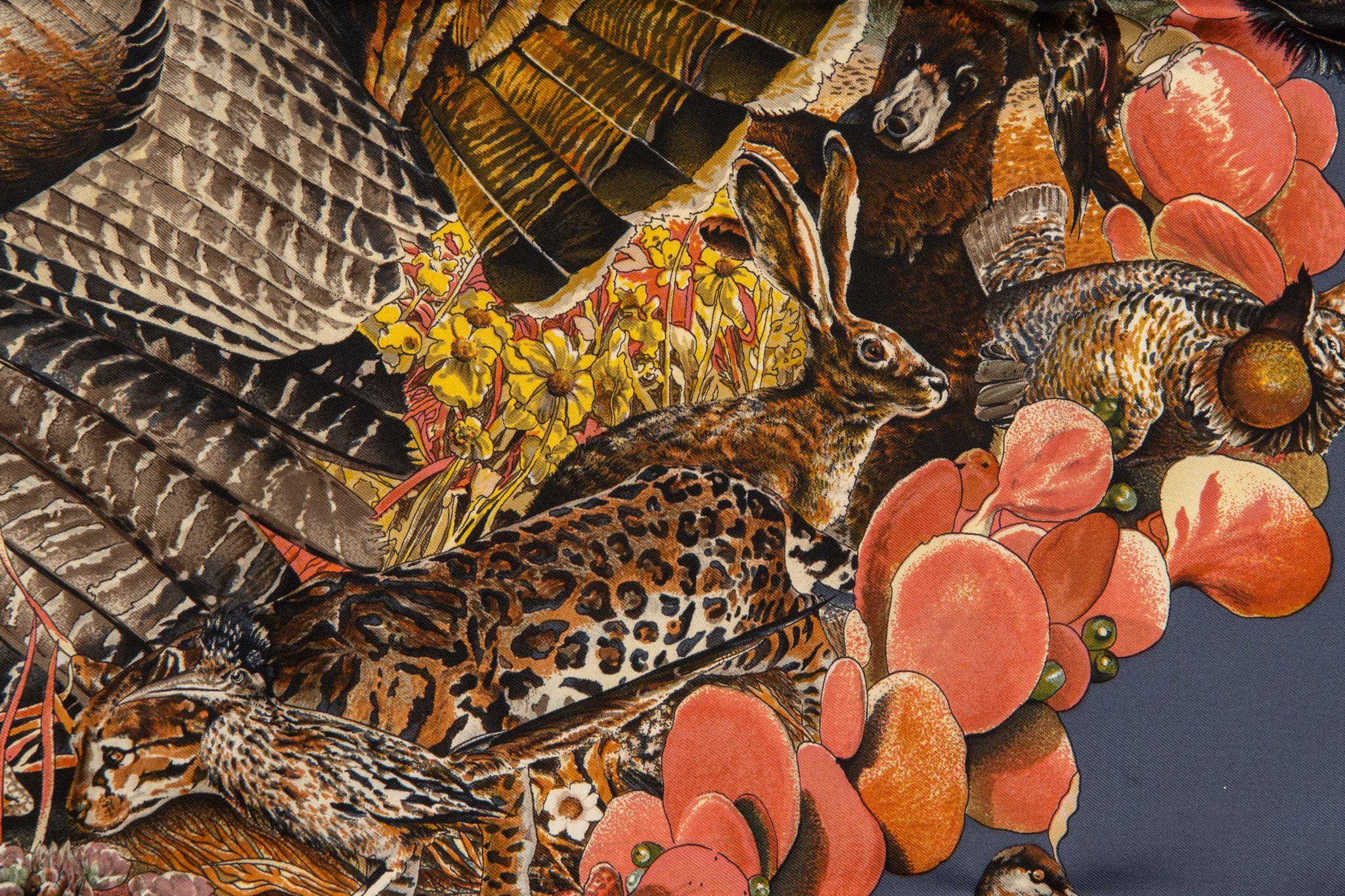 Women's or Men's Hermès Navy Texas Wildlife Scarf Oliver