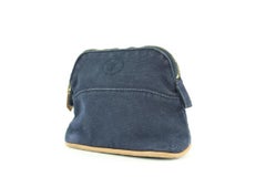 Hermès Navy Toile Bolide Cosmetic Pouch Make Up Case 1her1111