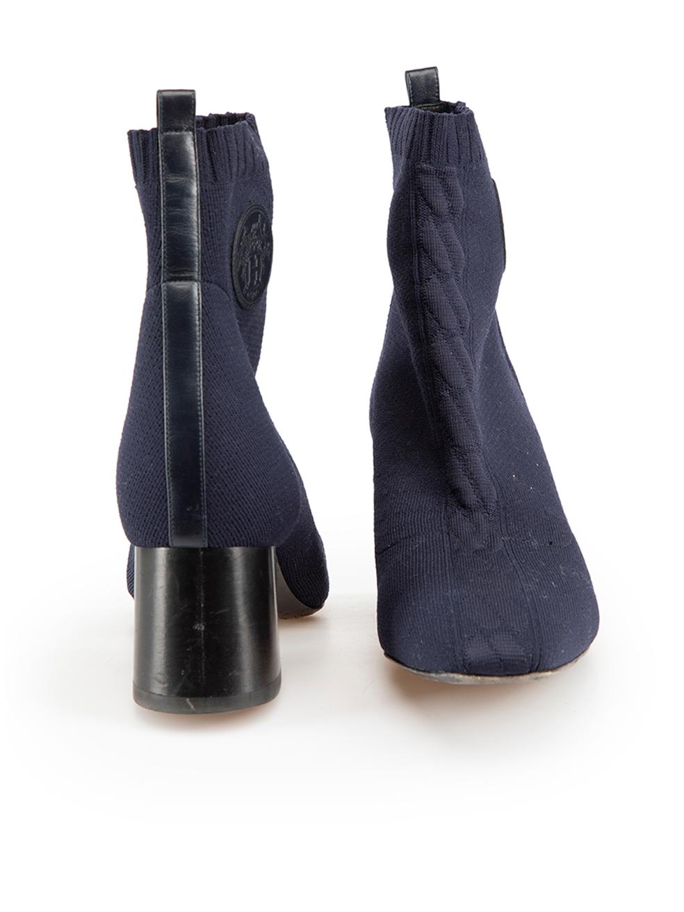 Hermès Navy Volver 60 Sock Boots Size IT 40.5 In Good Condition For Sale In London, GB
