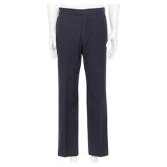 HERMES navy woven handstitched details back pocketed dress trousers IT50 XL
