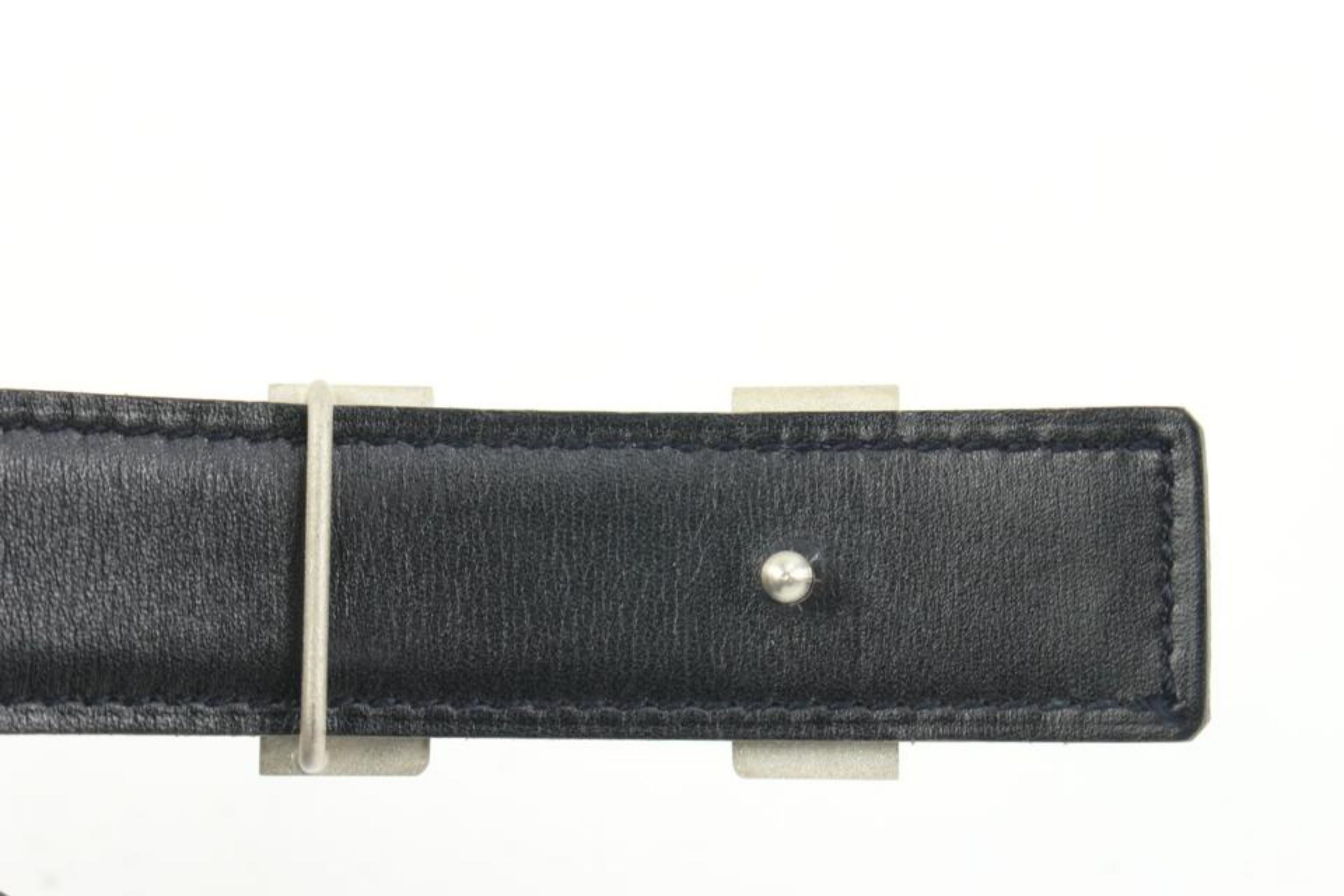 Hermès Navy x Black x Silver 24mm Reversible H Logo Belt Kit  1h425s For Sale 2