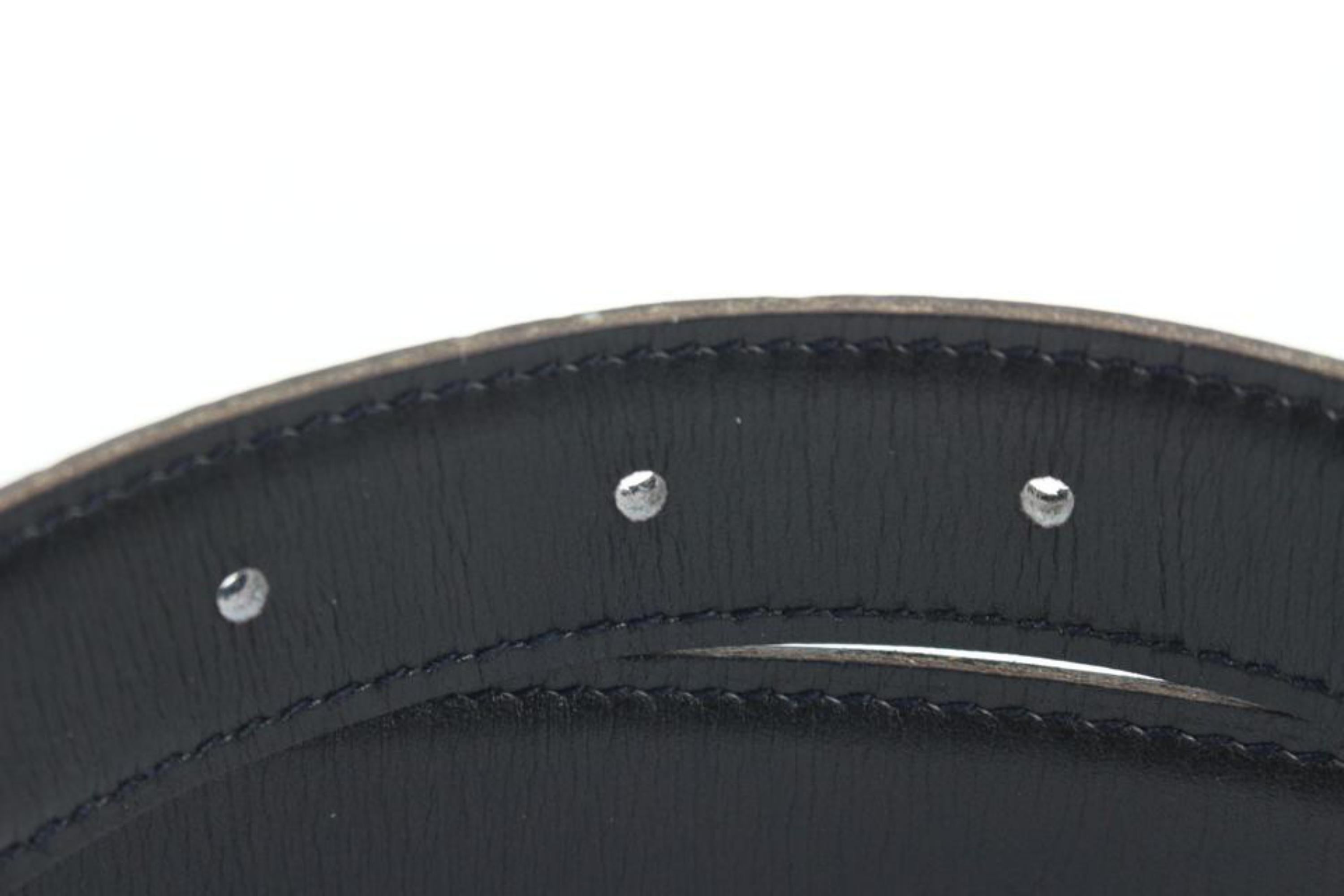 Gris Kit ceinture Hermès Navy x Black x Silver 24mm réversible avec logo H  1h425s en vente