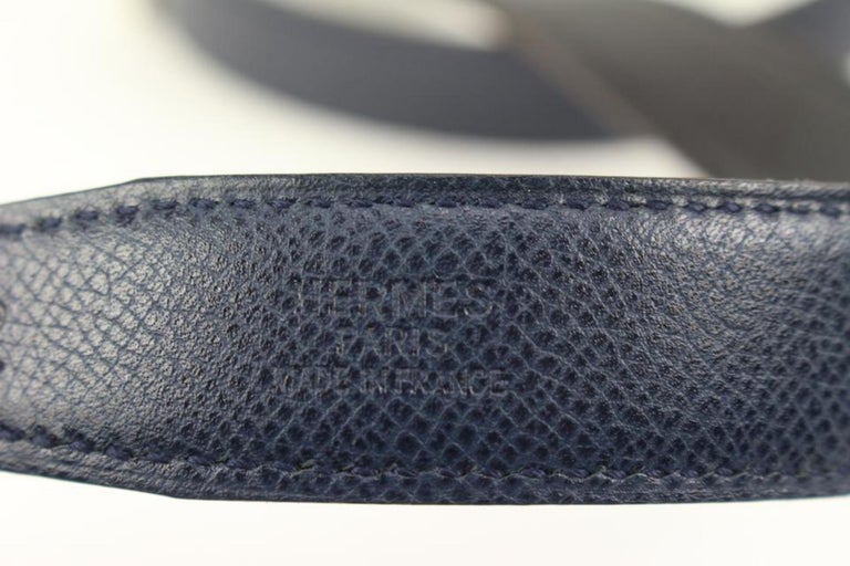 Hermès Navy x Black x Silver 24mm Reversible H Logo Belt Kit  display picture 1