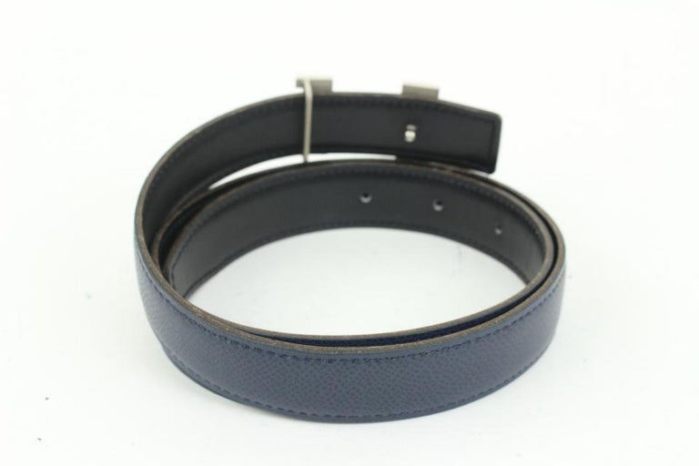 Hermès Navy x Black x Silver 24mm Reversible H Logo Belt Kit  display picture 2