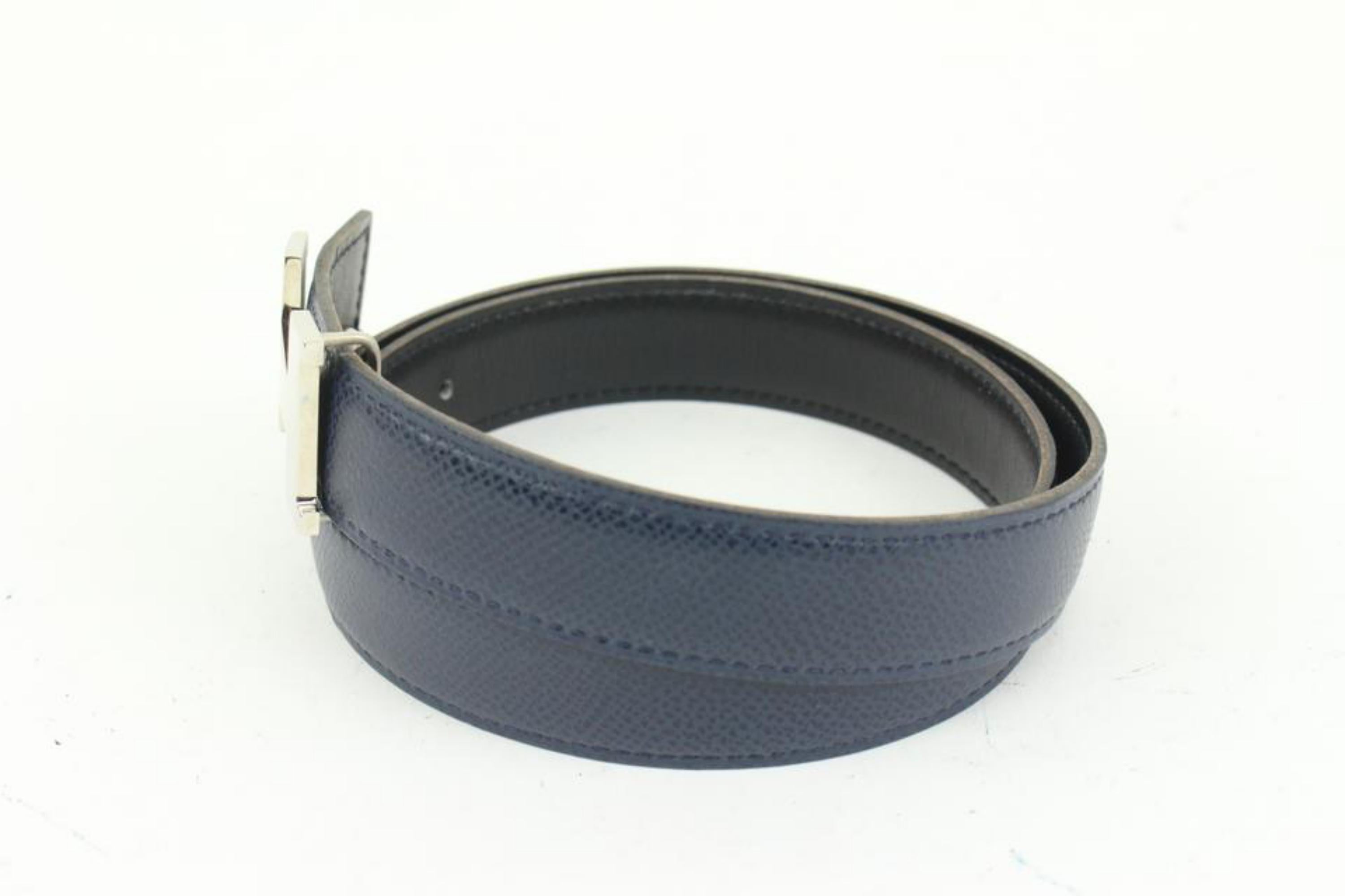 Kit ceinture Hermès Navy x Black x Silver 24mm réversible avec logo H  1h425s en vente 4