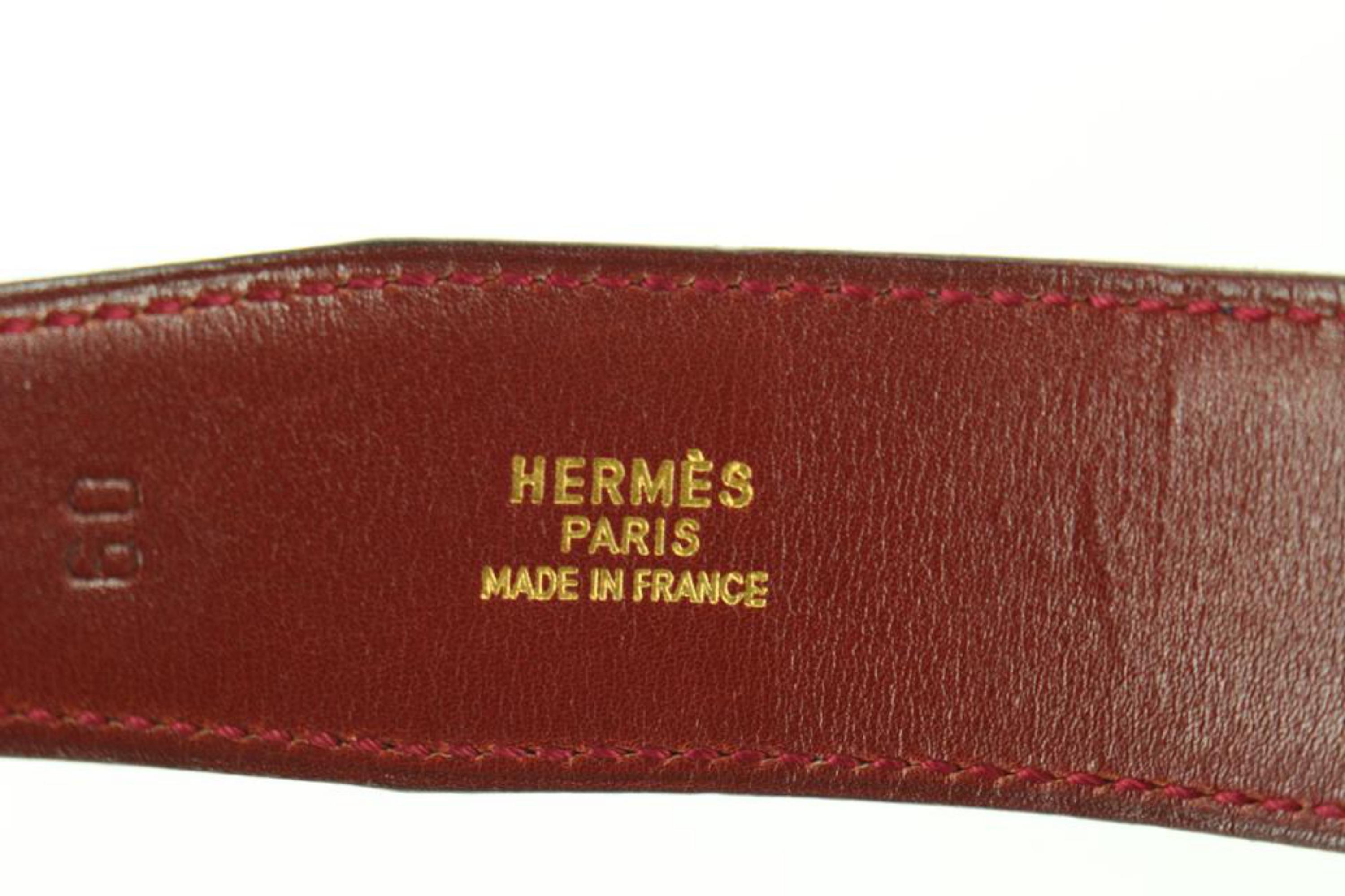 Hermès Navy x Burgundy x Gold 32mm Reversible H Logo Belt Kit 73h429s For Sale 3