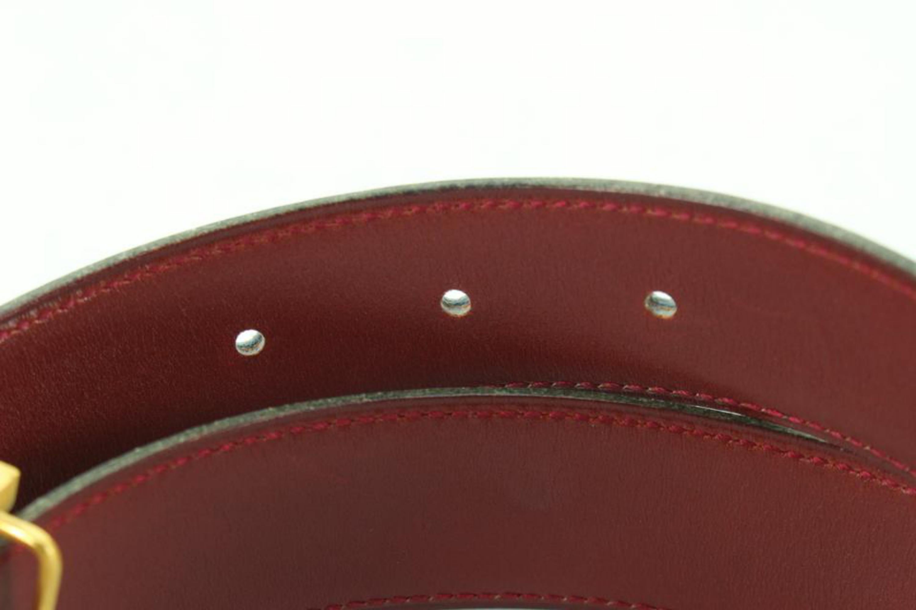 Kit ceinture logo H réversible 32mm Hermès marine x bourgogne x or 73h429s Pour hommes en vente