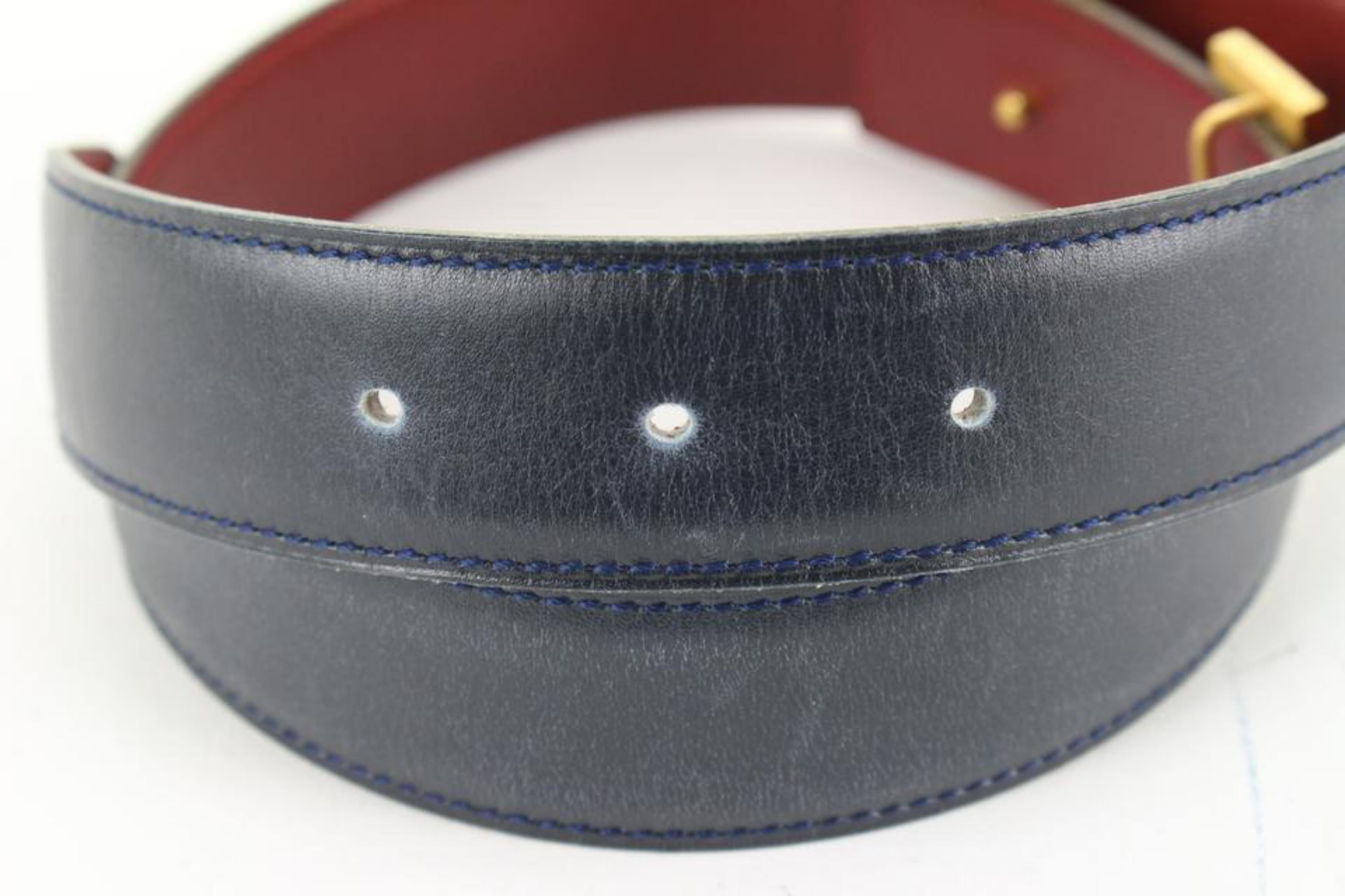 Kit ceinture logo H réversible 32mm Hermès marine x bourgogne x or 73h429s en vente 4