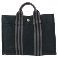 Hermès Navy x Grey Fourre Tout Shopper Tote Bag  927her46