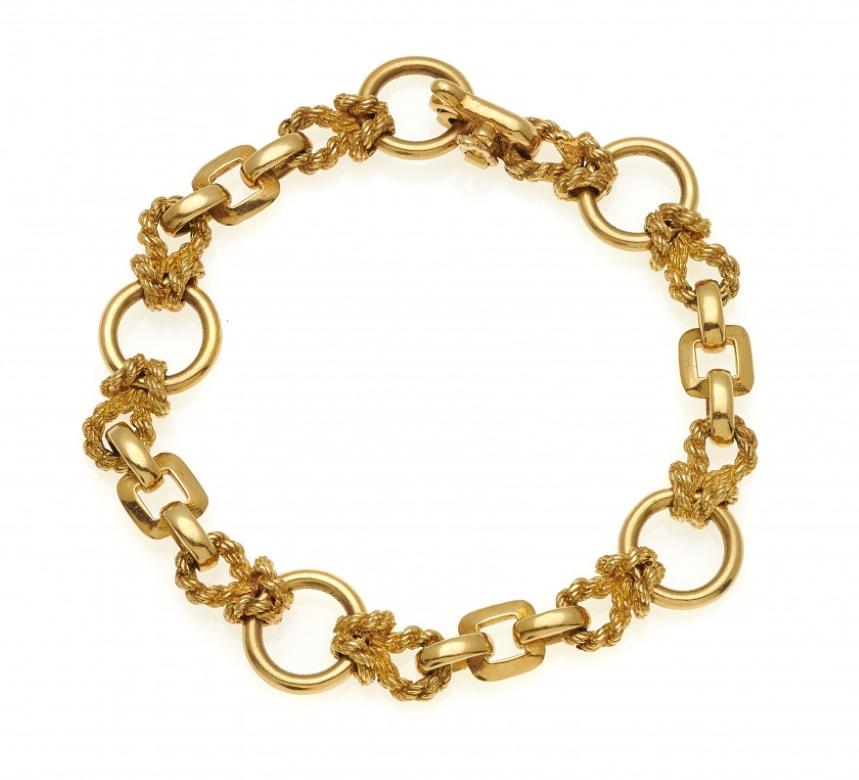 Hermès Halskette und Armband Set - 1970er Jahre Gelbgold nautische Seilknoten Link  im Angebot 8