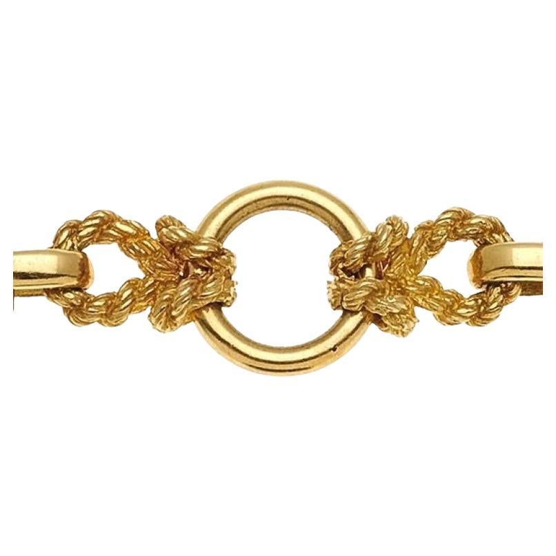 Hermès Halskette und Armband Set - 1970er Jahre Gelbgold nautische Seilknoten Link  im Angebot