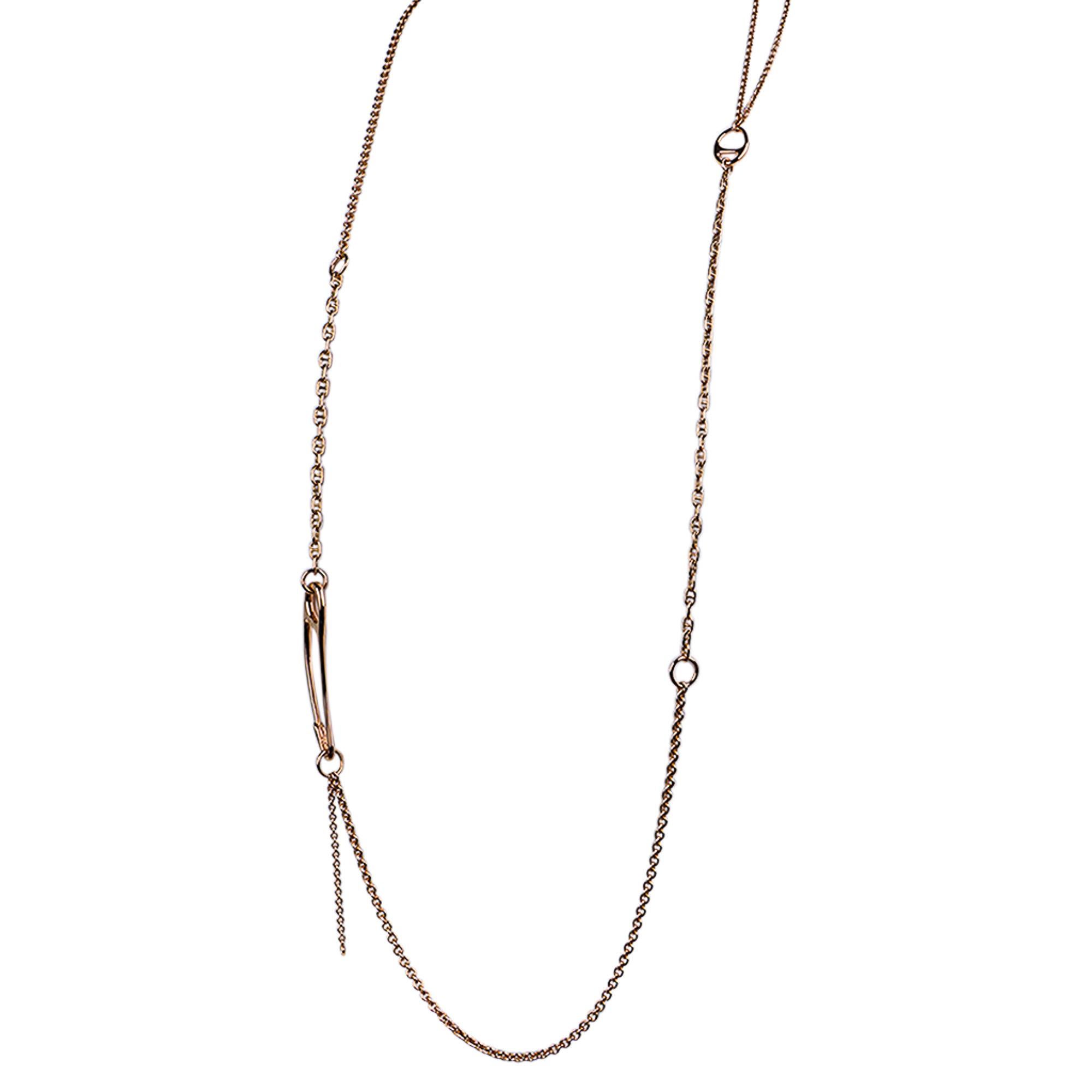 Brilliant Cut Hermes Chaine D'Ancre Punk Diamond 18k Rose Gold Necklace