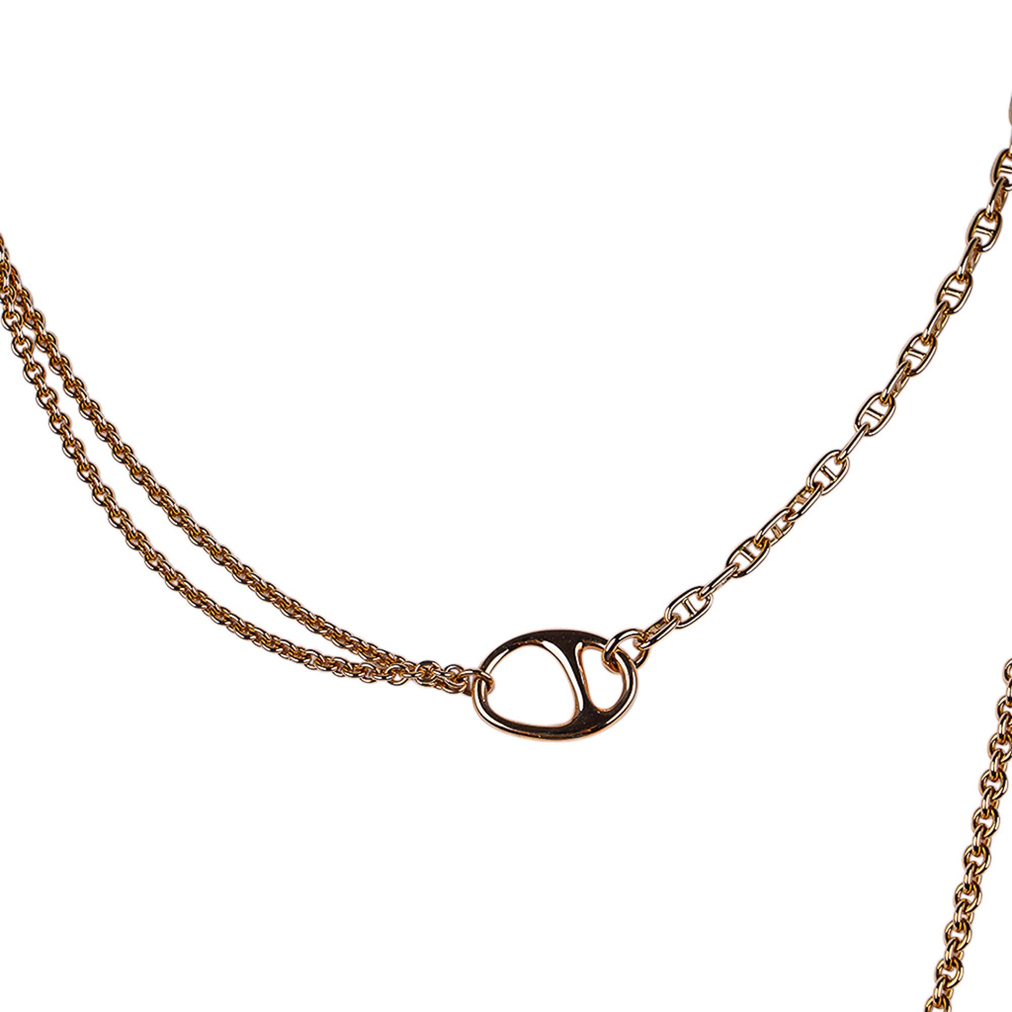 Hermes Chaine D'Ancre Punk Diamond 18k Rose Gold Necklace In New Condition In Miami, FL