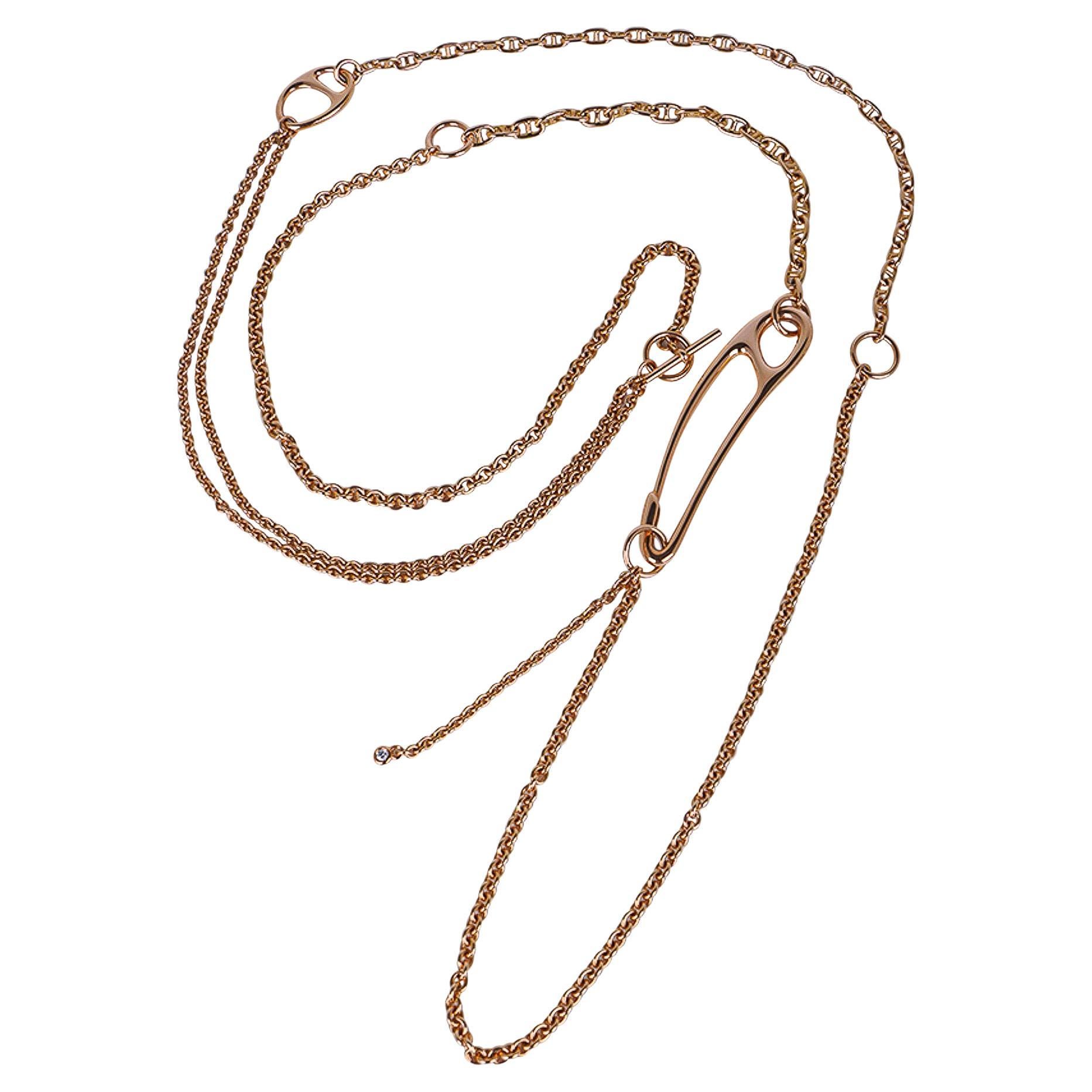 Hermes Necklace Chaine D'Ancre Punk Diamond 18k Rose Gold