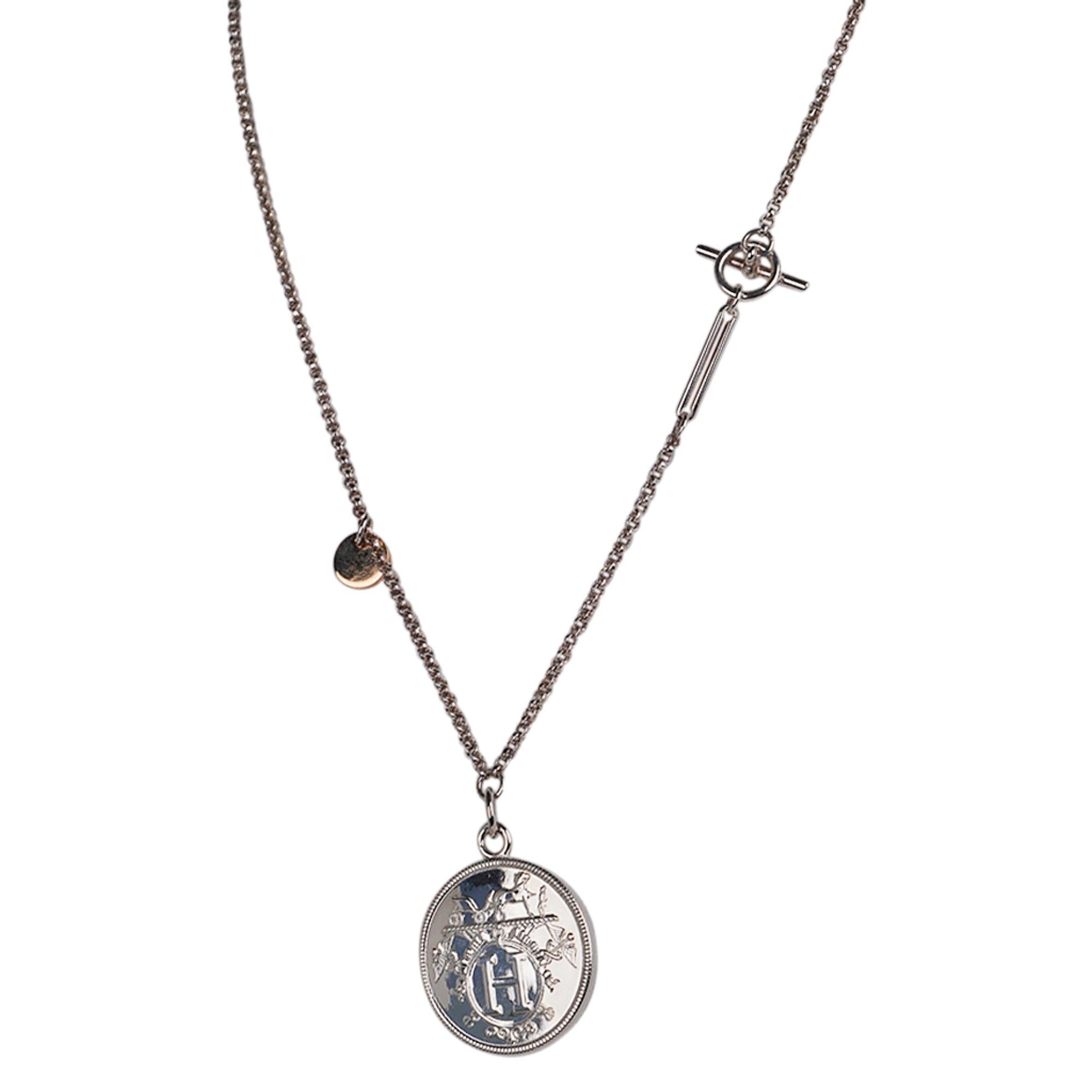 Women's Hermes Necklace Ex-Libris Sterling Silver Medium Model