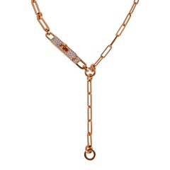 Hermes Kelly Chaine Lariat Diamond Rose Gold Necklace Small Model