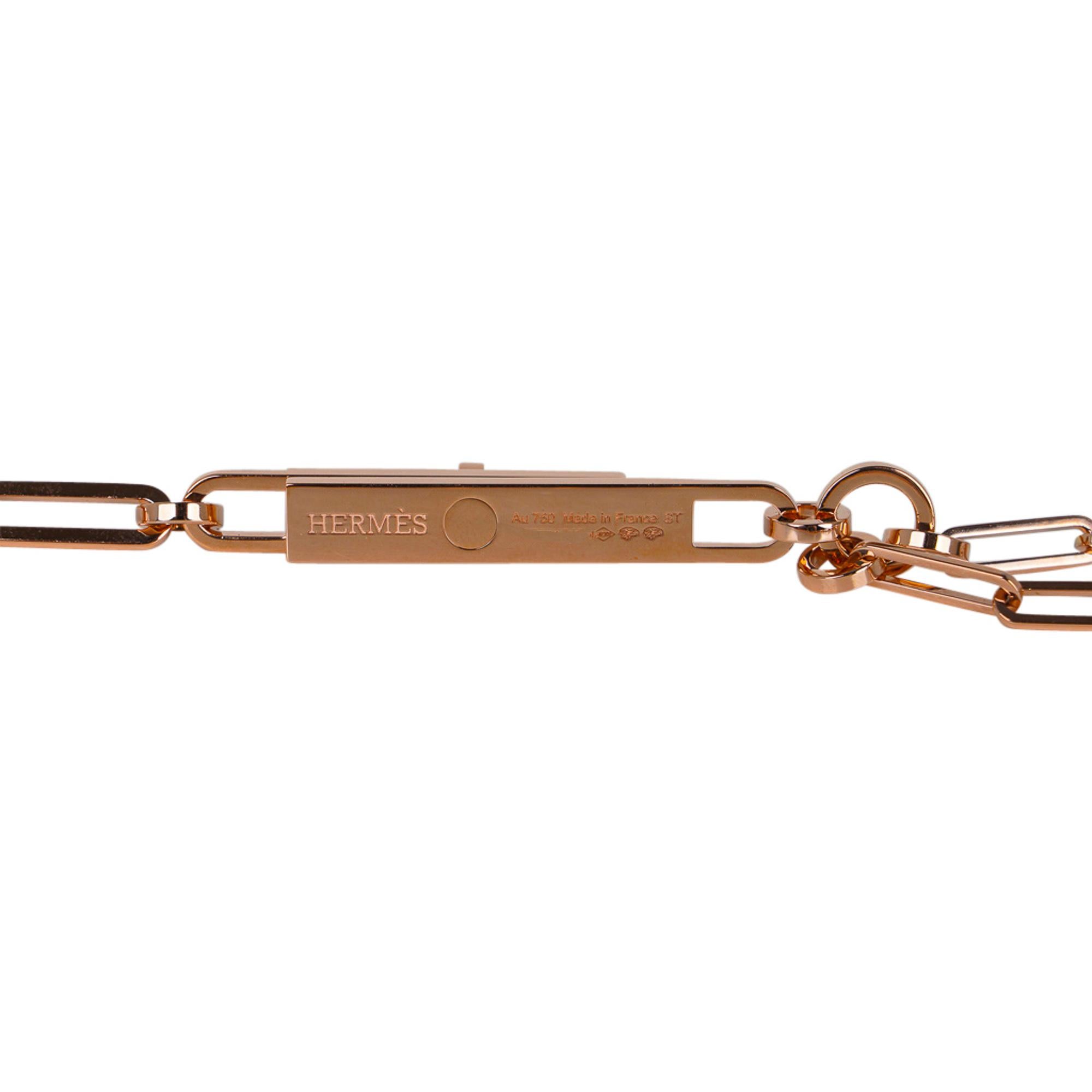 Hermes Kelly Chaine Lariat Diamond Rose Gold Necklace Small Model For Sale 1