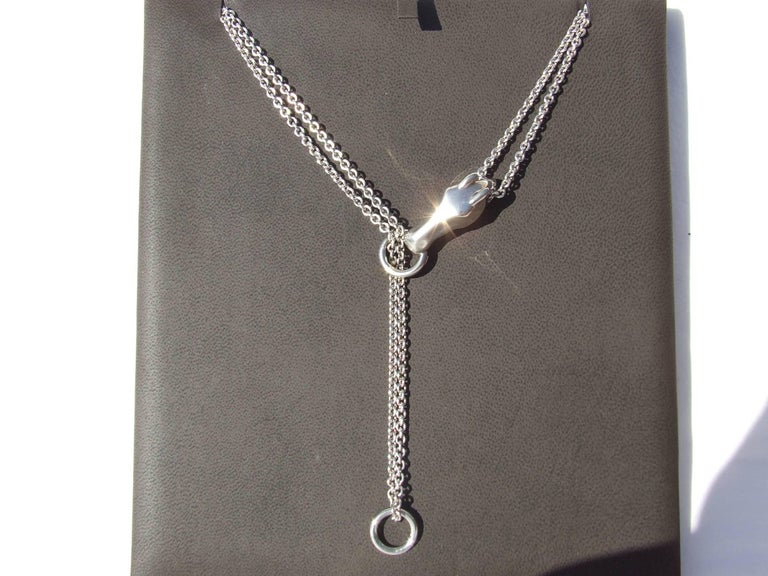 Hermes Necklace Sautoir GALOP Horse Equestrian Silver 925 MM In Box at
