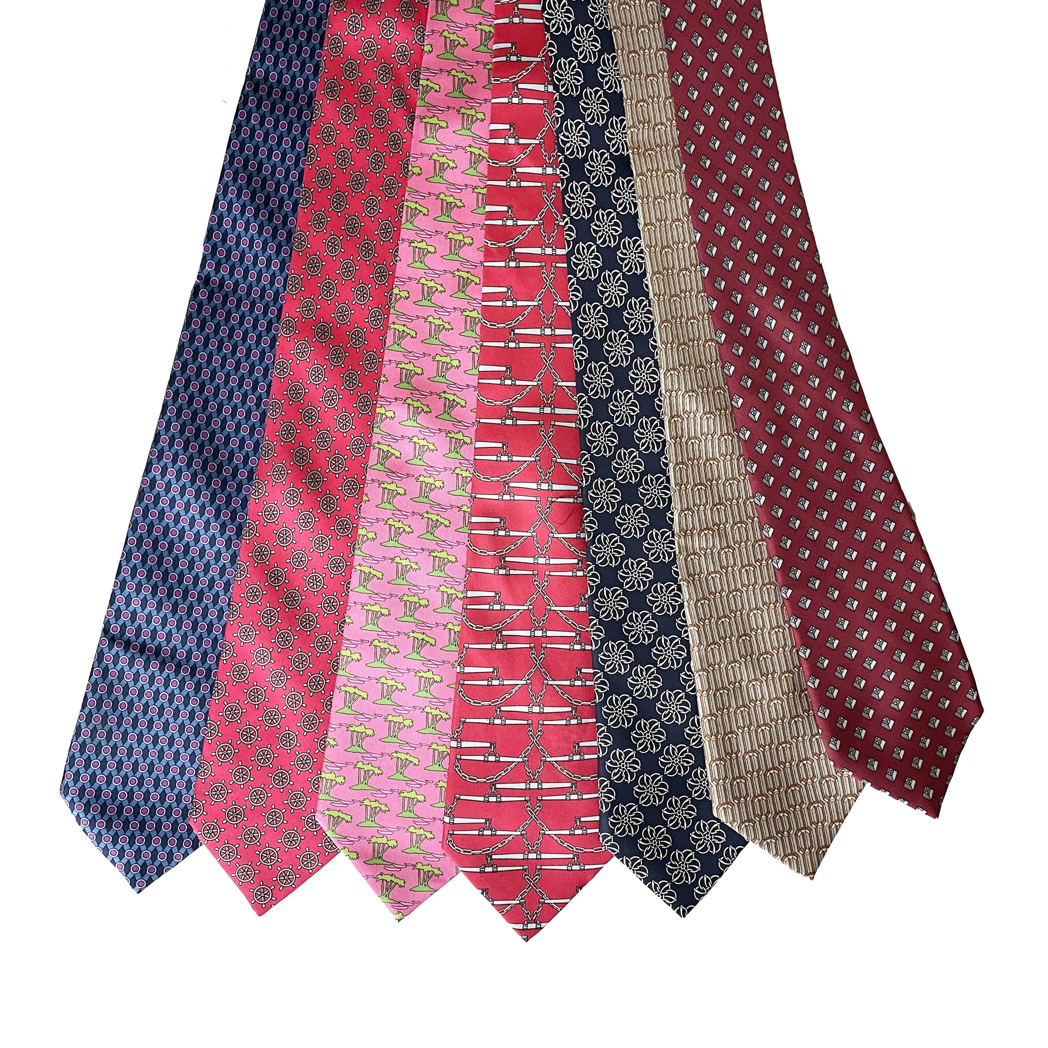 Hermes Necktie Lot of 34 Ties Mens Luxury Silk Rare Vintage Patterns In Good Condition In Port Saint Lucie, FL