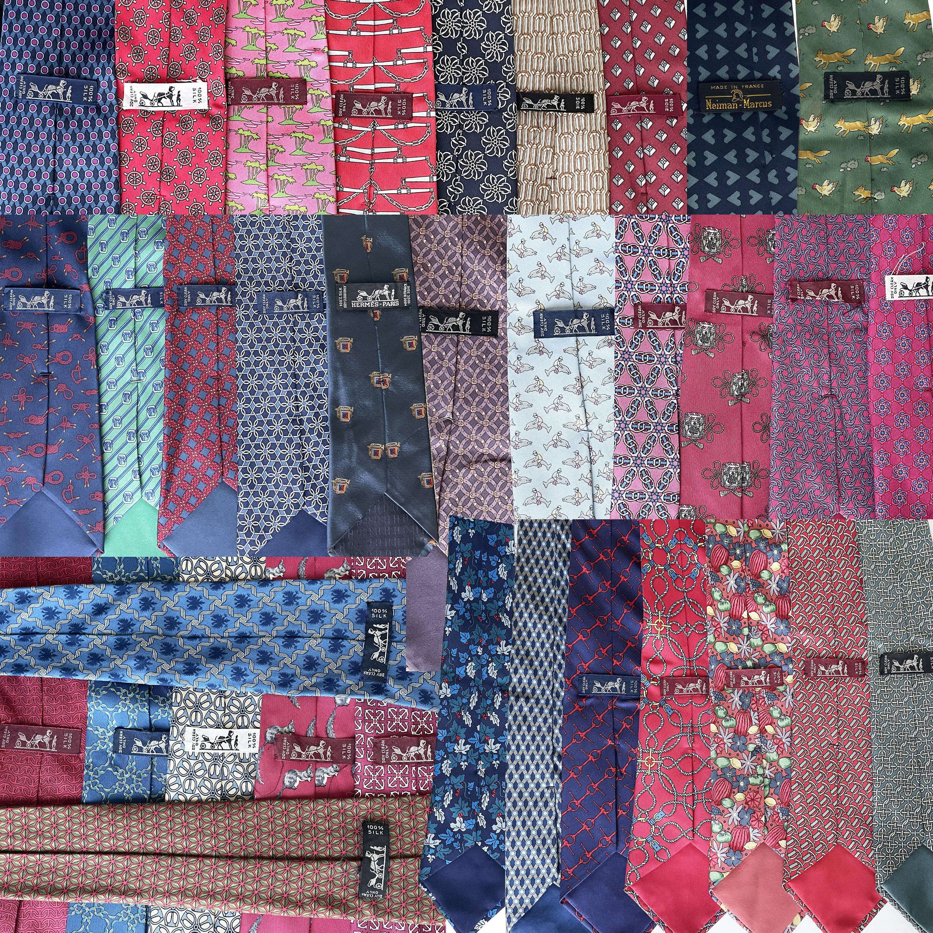 Hermes Necktie Lot of 34 Ties Mens Luxury Silk Rare Vintage Patterns 3