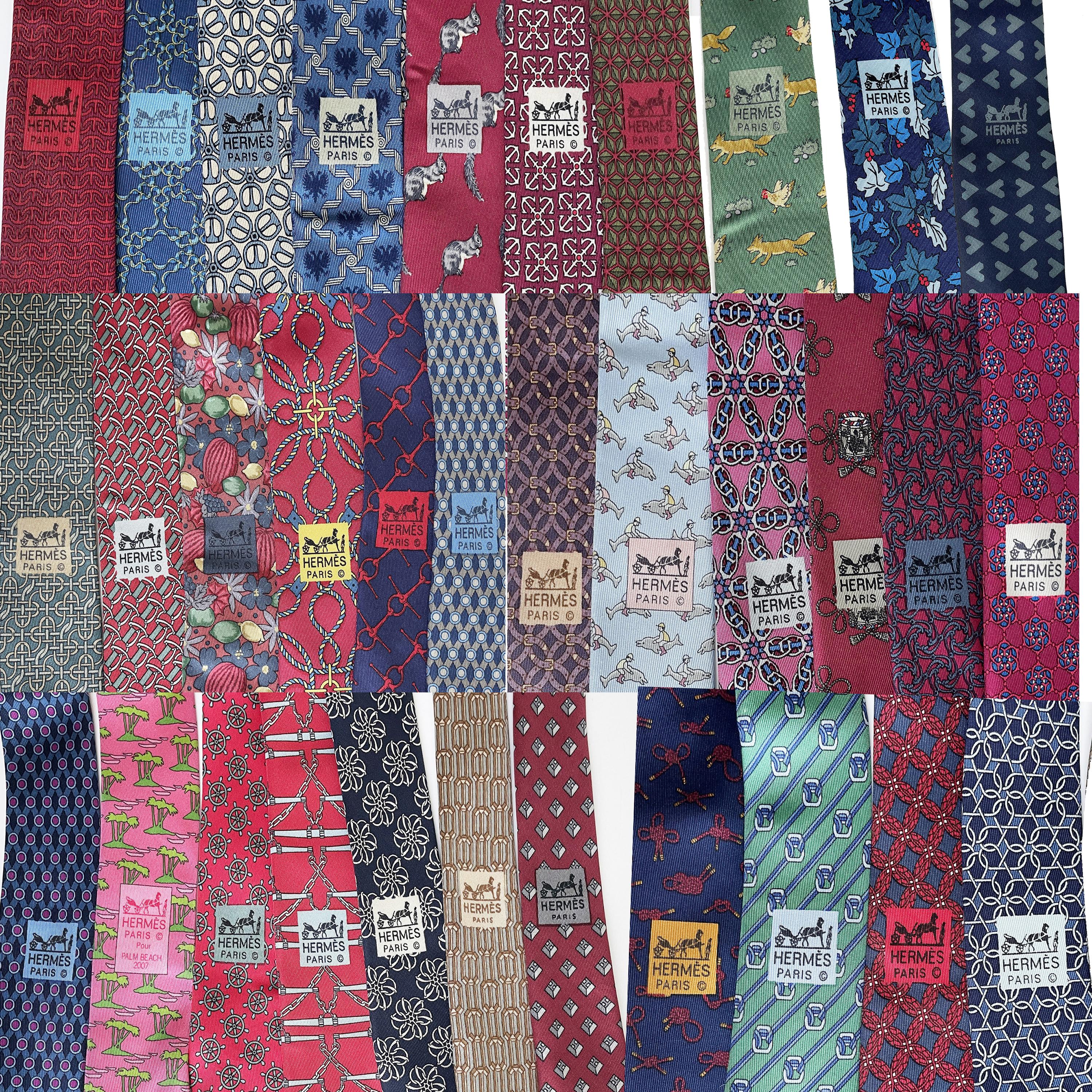 Hermes Necktie Lot of 34 Ties Mens Luxury Silk Rare Vintage Patterns 4