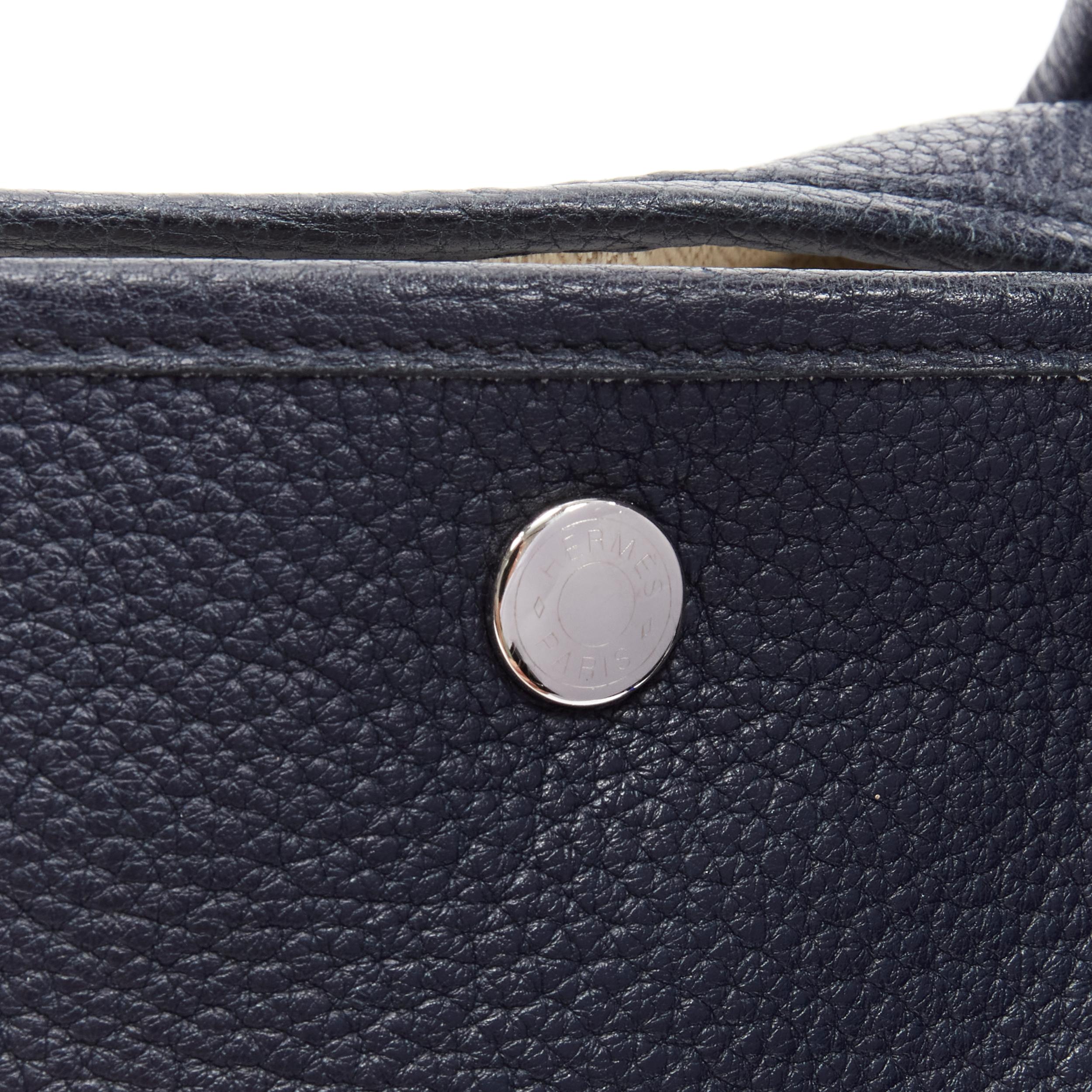 HERMES Negonda Garden Party 36 navy blue leather PHW tote bag 2