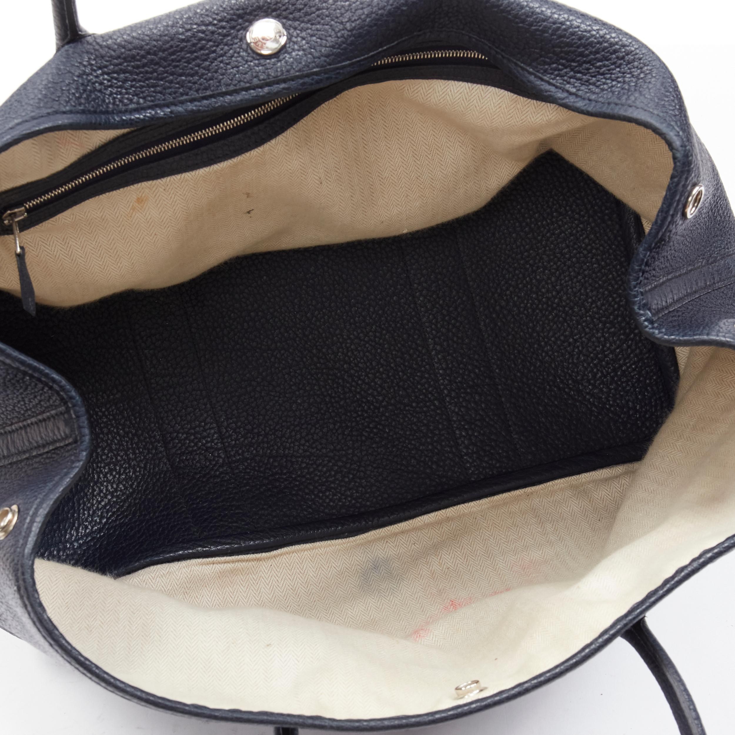 HERMES Negonda Garden Party 36 navy blue leather PHW tote bag 3