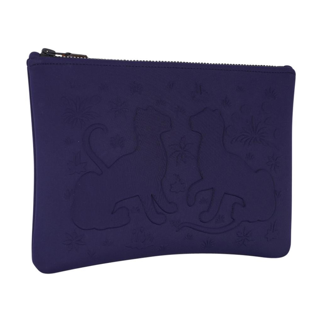 Black Hermes Neobain Les Leopard Embossed Marine Case  Medium Model