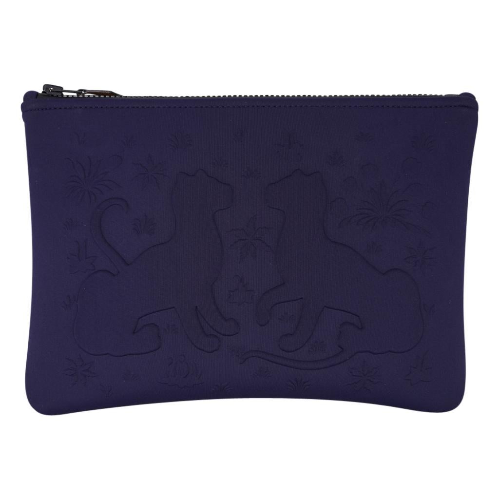 Women's or Men's Hermes Neobain Les Leopard Embossed Marine Case  Medium Model