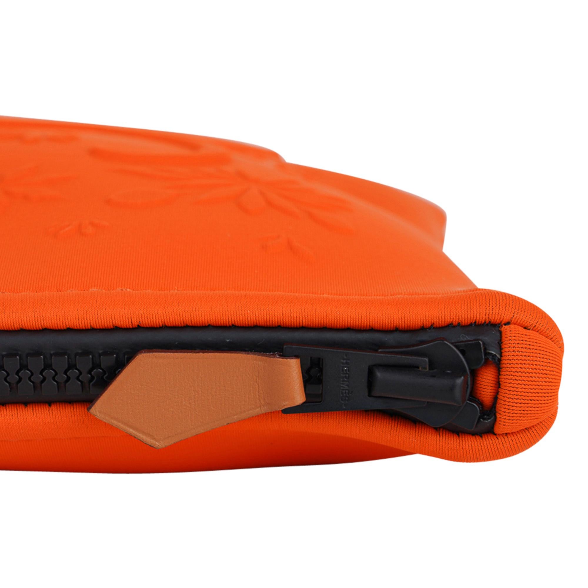 Women's or Men's Hermes Neobain Les Leopard Embossed Orange Case  Medium Model For Sale