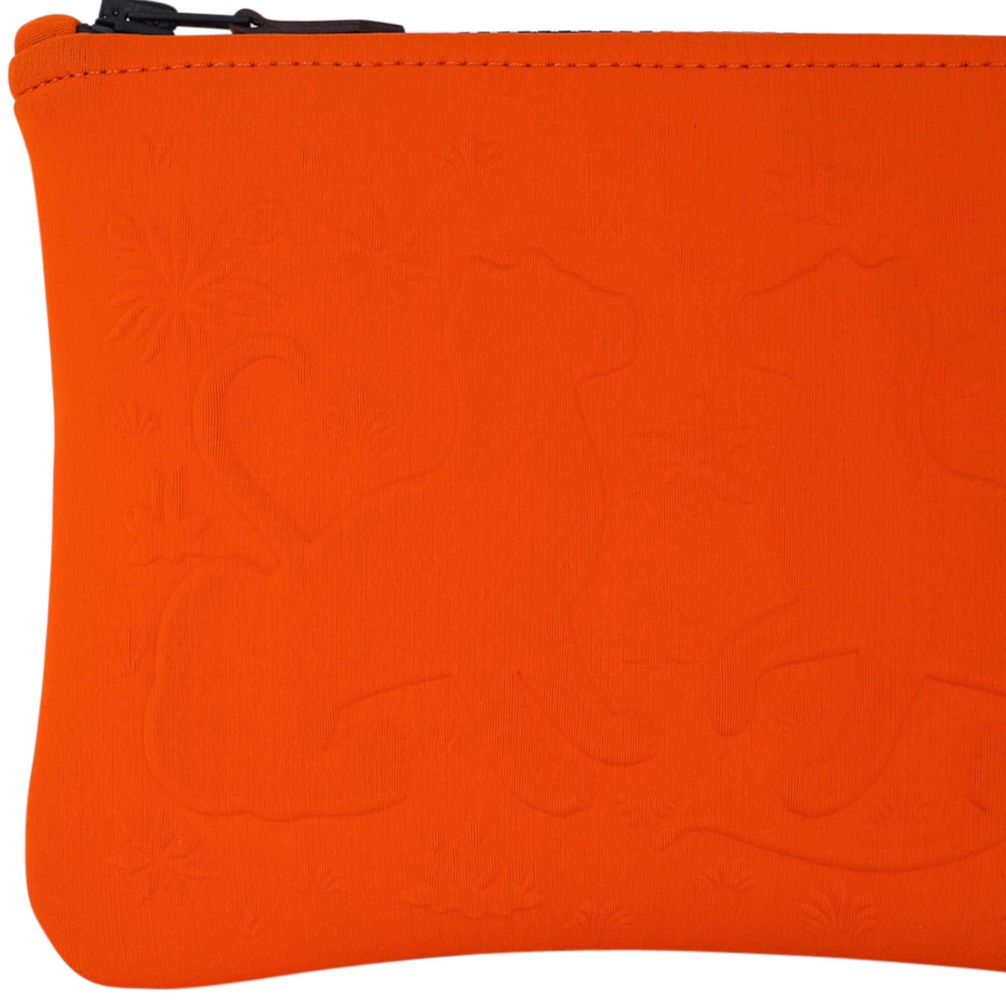 Hermes Neobain Les Leopard Embossed Orange Case  Small Model In New Condition In Miami, FL