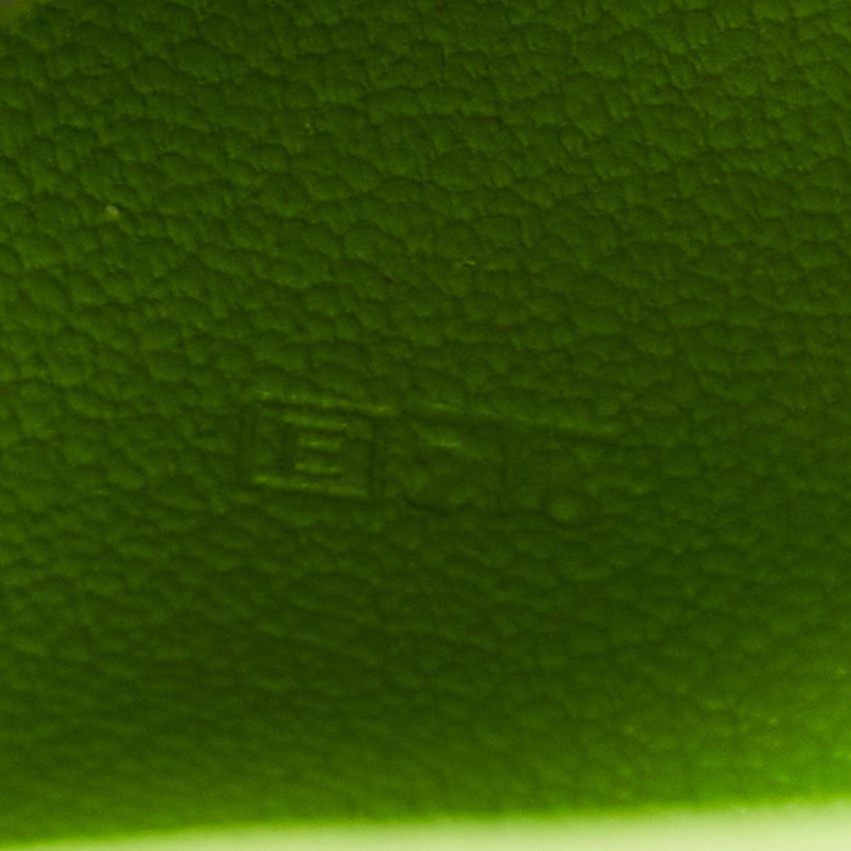 HERMES neon green smooth leather silver hardware bifold cardholder For Sale 4