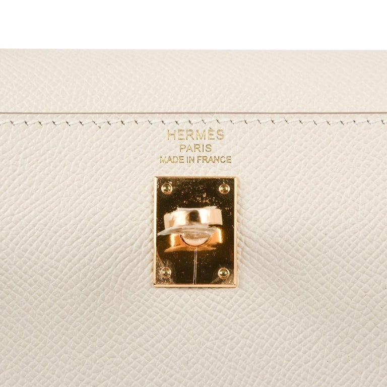 Hermes Kelly 25 Sellier Bag Neutral Craie Epsom Gold Hardware • MIGHTYCHIC  • 